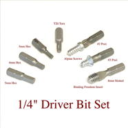 1/4” Driver (7) Bit Set Hex, Torx, Slotted & Pozi